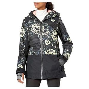 ROXY Torah Bright Snowflake 15K Dryflight Jacket XL Black Floral Ski Snowboard